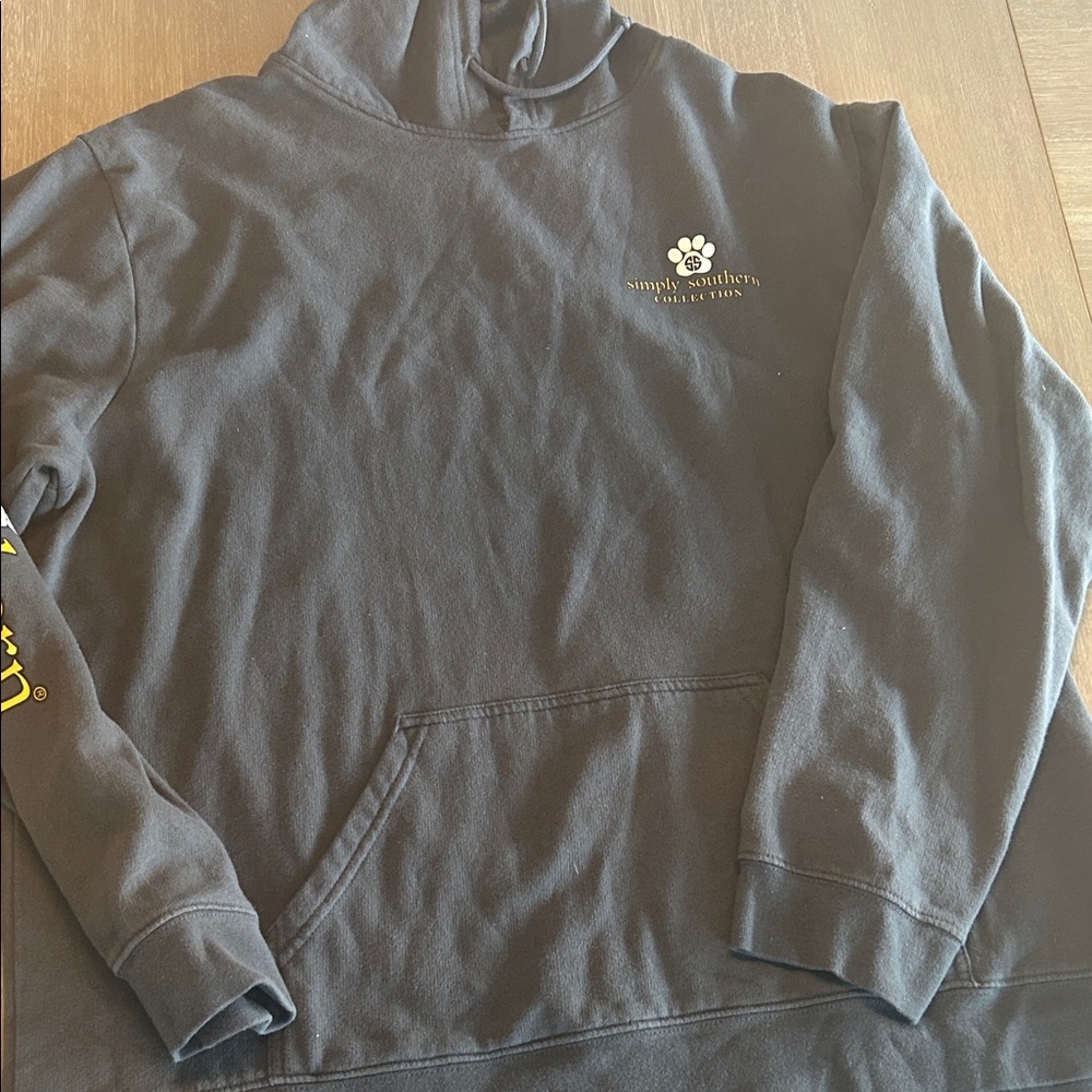 Simply Southern Gray Hoodie with‎ Gold Paw Print